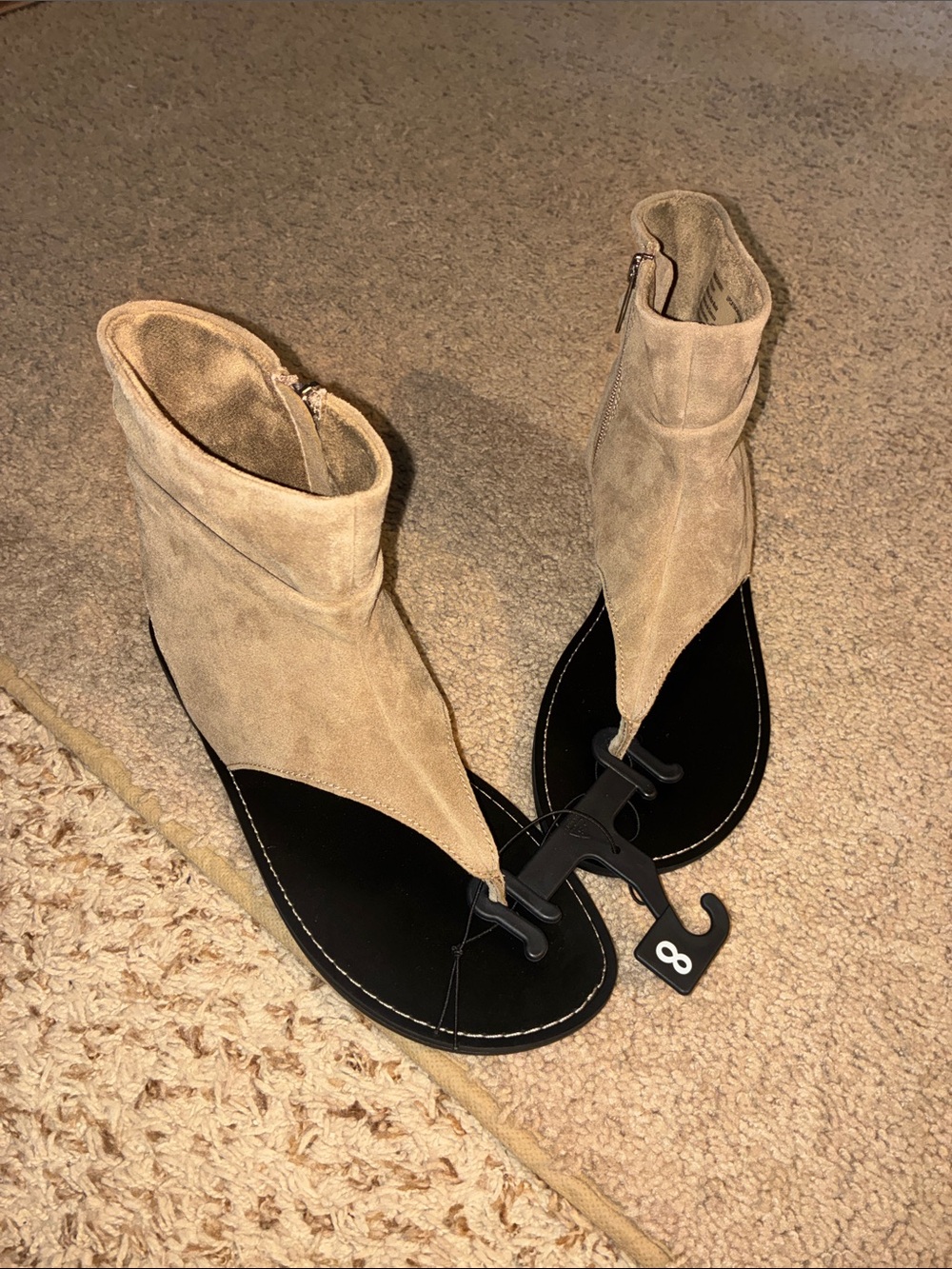 Women's Taupe Suede Ankle covered Thong Sandals size 8